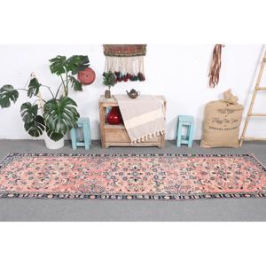 Turkish Vintage <b>Runner</b> <b>Rug</b> 2.8x9.8 ft (85x300 cm), Pink Animal Print <b>Rug</b> - Product Image 3