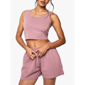 Ensembles pour femmes vêtements d'été avec logo personnalisé Ensemble 2 pièces T-shirt et short en coton décontracté Slim Fit Ensembles pour femmes - Product Image 1