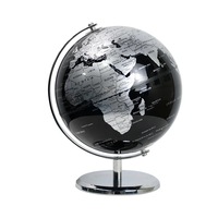 Elegante Globo Terráqueo Redondo de Aluminio con Diseño Art Deco Giratorio y Móvil para Decoración de Oficina y Hogar