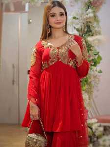 ชุดสนามหญ้า Salwar Kameez สำหรับผู้หญิงอินเดียทำมือจับจีบหรูหราแบบใหม่ล่าสุด2021 ODM - Product Image 3