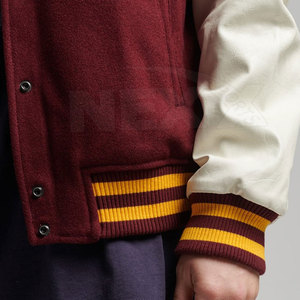 Chaqueta Letterman para Mujer, Nueva Colección, Transpirable, Servicio OEM, Cuero, Lana y Poliéster de Alta Calidad - Product Image 6