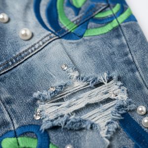 Fabricante de Pantalones Vaqueros de Mujer Personalizados, Gruesos, Pintados a Mano, Vintage, Desgastados, Rotos en la Rodilla, Estilo Regular, Apilados, Ropa Urbana - Product Image 5