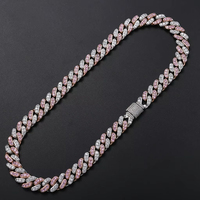 Nouveau bracelet chaîne cubaine bicolore pour femme en or rose 18 carats 12 mm, serti de pierres, style AI Jewelry