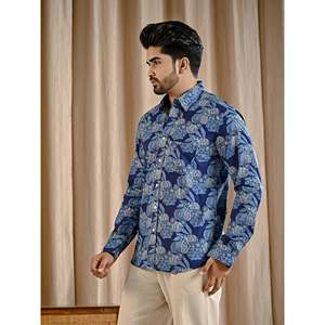 Chemise décontractée en coton à imprimé floral et à pois bleus, 100% popeline, manches longues, tailles XL à 6XL, ODM Fashion - Product Image 4