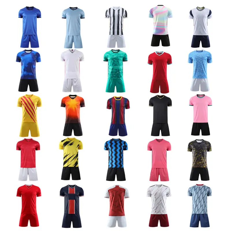 High Quality 2023 Custom Sample Football Uniform Striped Soccer Jerseys Uniforms For Men