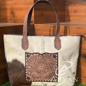 Nouvel arrivage de sacs fourre-tout en cuir de vachette stylés occidentaux sacs à provisions de transport dissimulés pour femmes de haute qualité à la mode - Product Image 1