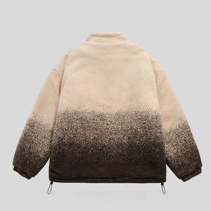 Custom Winter Gradient Colors Mock Neck Oversize <b>Sherpa</b> Fleece Jacket for Men - Product Image 2