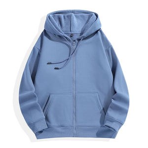 Nouveaux sweats à capuche zippés pour hommes, mode hiver, ODM, couleur unie, surdimensionnés, logo personnalisé, molleton lourd 100% coton, haute qualité - Product Image 1