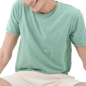 เสื้อยืดผ้าเจอร์ซีย์เนื้อนุ่มพิเศษ ไม่มีภาษี จัดส่งแบบ OEM ชายเสื้อโค้ง น้ำหนักเบา ระบายอากาศได้ดี/เสื้อยืดแขนสั้นแบบพื้นฐาน - Product Image 4