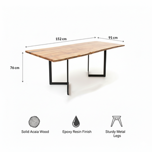 Mesa de comedor duradera ecológica con borde vivo de Acacia sólida, trabajo de resina mínimo, acabado mate, tamaño personalizado, uso moderno en Hotel, Conferencia - Product Image 5