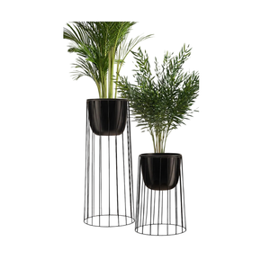 Lot de 2 jardinières classiques décoratives en métal avec support Meilleur prix pour le salon et la décoration intérieure Pots de fleurs et jardinières - Product Image 5