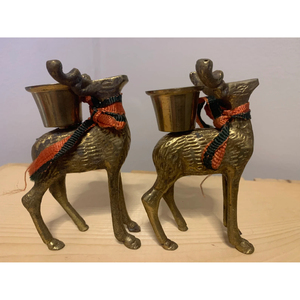 Luxury Design Decorative <b>Candle</b> Holder <b>Set</b> of 2 Brass Deer <b>Candle</b> Holder for Christmas Home Decoration <b>Candle</b> Holder for Sale - Product Image 1