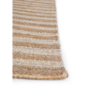 พรมลายทางสีงาช้าง ทอแบนจากปอกระเจาและป่าน รุ่น PDJT-390 สำหรับใช้ในบ้าน - Product Image 4