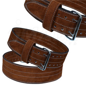 Cinturón de levantamiento de pesas, cinturón de seguridad de cuero marrón con hebilla metálica para entrenamiento de fuerza - Product Image 3