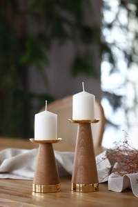 Juego de 3 Portavelas de Madera de Mango Hechos a Mano, Candelabros Decorativos Vintage para Centro de Mesa Rústico, Decoración del Hogar - Product Image 6