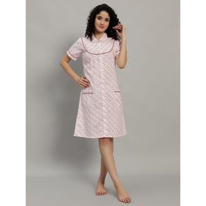 Camisón corto de algodón para mujer, camisón con estampado de cuadros - Product Image 1