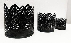 Tealight Metal <b>Candle</b> Stand Holder Metal Round Shaped Jaali Votive(3 Piece <b>Set</b>) - Product Image 4