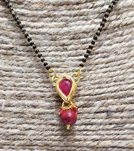 Indian Manufacturer Export Quality Ethnic Gold Plated Red Pearl Mangal Sutra Necklace <b>Inspired</b> Women Fashion <b>Jewelry</b> Casual Wear - Product Image 3