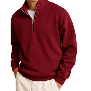 Custom High Quality 1/4 <b>Zip</b> Unisex Heavyweight 100% Cotton Fleece Pullover Hoodie Blank Half <b>Zip</b> Sweatshirt - Product Image 6