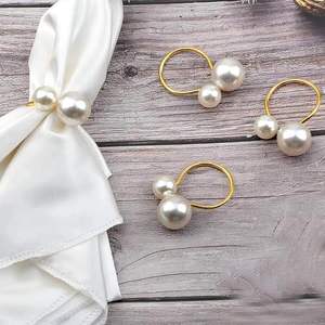 Circle Shape Napkin Ring <b>Set</b> of <b>6</b> Elegant Napkin Ring Holder Pearl Napkin Rings Holder <b>for</b> <b>Dinner</b> Party Wedding - Product Image 5