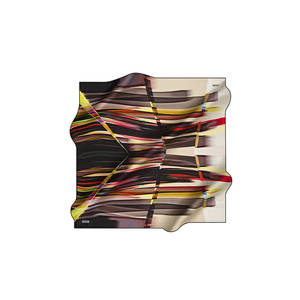Black Digital Print Satin Silk Long Scarf with Geometric Pattern - Product Image 1