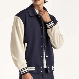 Veste universitaire pour hommes personnalisée avec corps en laine et manches en cuir logo brodé veste universitaire de baseball Letterman College - Product Image 3