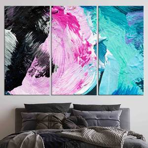Impresión en lienzo con trazos de pincel abstractos y vibrantes: decoración moderna para pared, JUEGO DE 3 LIEÑOS - Product Image 1