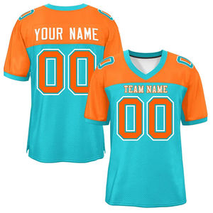 เสื้อยืดฟุตบอลอเมริกันแบบปรับแต่งได้เสื้อฟุตบอลแนวสตรีทเสื้ออเมริกันฟุตบอลผ้าโพลีเอสเตอร์ถ่ายเทความร้อน - Product Image 5