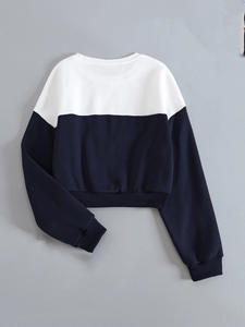 Sudadera Corta de Dos Tonos para Mujer al por Mayor OEM, Sudaderas Personalizadas de Alta Calidad para Mujer - Product Image 2