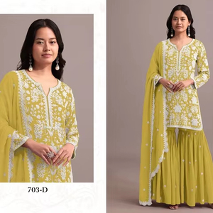 Nouveau concepteur lourd broderie travail Gharara Sharara indien costumes pour dames mariage et fête porter bas prix en 2025 - Product Image 1