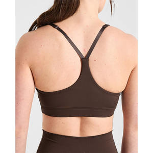 Soutien-gorge de sport de base marron de marque en gros Bretelles dorsales réglables Décolleté en forme de V Soutien-gorge de sport de fitness pour femmes adultes à impact élevé - Product Image 6