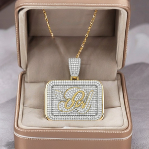 Colgante rectangular de Plata de Ley 925 de Hip Hop con diamantes cultivados en laboratorio, colgantes Unisex de moda para regalos, bodas y fiestas - Product Image 1