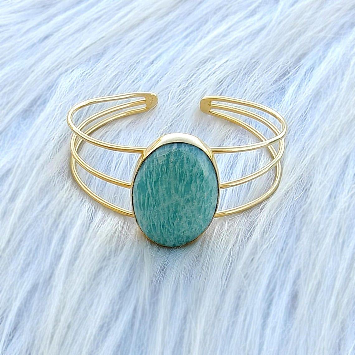 natural gem cuff bracelet