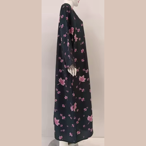 Robe Abaya Grande Taille pour Femmes Manches Longues Longueur Entière Respirante Florale Polyester/Coton par Chrysanta - Product Image 2