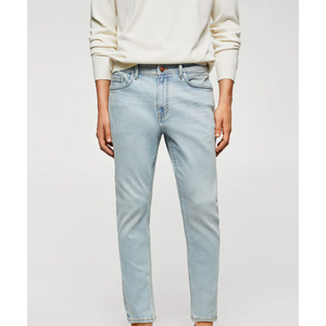 กางเกงยีนส์ขาตรงเข้ารูปสำหรับผู้ชายกางเกงผ้าฝ้ายสไตล์สกินนี่ - Product Image 1