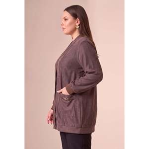 Cardigan en tricot grande taille Fitilli, couleur café - Product Image 3