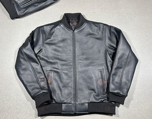 Chaqueta Bomber de Cuero Vacuno Genuino para Hombre, Estilo Urbano, con Cierre, Fabricada con Cuero Natural de Grano Completo, Suministro del Fabricante OEM - Product Image 3