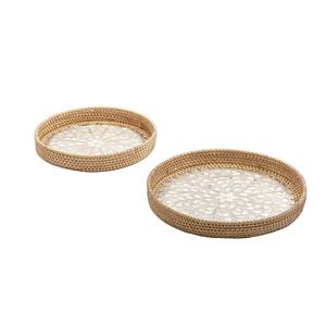 Plateau de table en rotin de forme ovale de qualité exclusive dernière conception MOP travail alimentaire noix Fruits rotin herbe de mer plateau de service - Product Image 1