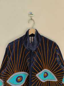 <b>Velvet</b> Eye Embroidery Suzani <b>Jacket</b> Handmade Embroidered Boho Coat Tribal Evil Eye Pattern Statement <b>Velvet</b> Outerwear - Product Image 2