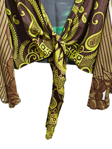 เสื้อผูกเน็คไทผ้าไหมด้านบนทำด้วยมือของชาวอินเดียเสื้อผูกด้านหน้าแบบฮิปปี้เสื้อฤดูร้อนผูกพันรอบเสื้อคลุมผ้าไหมเสื้อครอปฤดูร้อน - Product Image 4