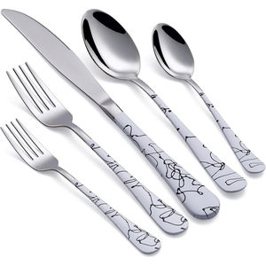 Ensemble d'argenterie en acier inoxydable de conception européenne, couverts en gros avec fourchette à couteau pour les cadeaux d'affaires de mariage - Product Image 1