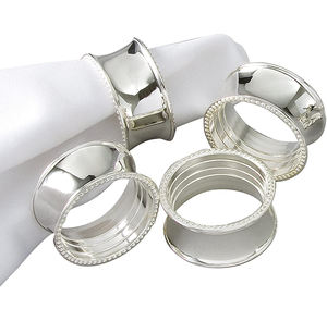 Anneaux de serviette en métal argenté à bordure latérale de style vintage pour la maison et les fêtes de mariage décor de table porte-serviettes - Product Image 3