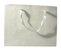 Sac cadeau pour bougie en papier kraft blanc fait main, imprimé à l'écran avec un motif floral, avec poignée Flexiloop assortie, best-seller