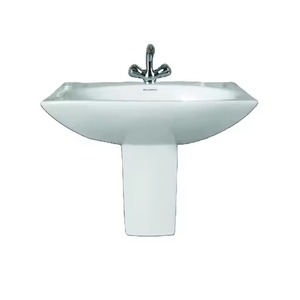 Montage mural Lavage à la main Surface solide Cylindre Semi Bassin-Demi Piédestal Lavabo Évier Stand Céramique Salle de bain Sanitaire Produits - Product Image 1