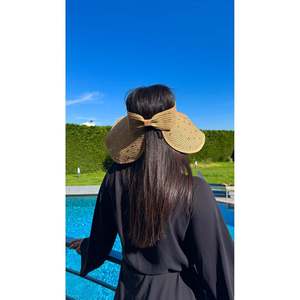 Camel Stone Embellished Wide Brim Straw <b>Hat</b> - Beach and Sun Protection Accessory HSR2091 - camel2091 - Product Image 3