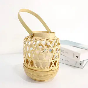 100% nature Mini Bamboo Candle Holders Natural Lantern Versatile Candle Jar Cheap in Bulk European Style Vietnam Supplier