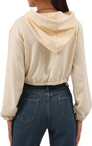 Nouveauté : sweat à capuche court personnalisable pour femme, respirant, séchage rapide, imprimé sérigraphié, tissu tricoté, streetwear du Pakistan - Product Image 4