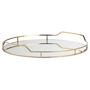 Customized Factory Round Mirrored <b>Glass</b> Serving <b>Tray</b> Metal Frame Kitchen Vanity <b>Glass</b> <b>Tray</b> - Product Image 3