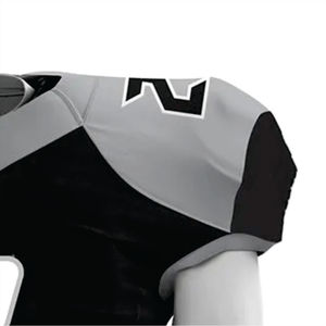 Personalizado 100% poliéster sublimado uniforme de fútbol americano para los hombres transpirable negro y gris Tackle Twill equipo Jersey corto - Product Image 4