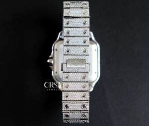 Reloj de lujo para hombre con diamantes naturales helados blancos de la mejor calidad con juego de mano, diamantes auténticos disponibles para la venta - Product Image 6